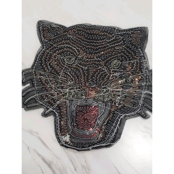 SEW ON Tiger DIY‎ Patch Sequins 9"x9" shiny sparkly glam biker crafts - Picture 4 of 5